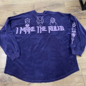 Disney Spirit Jersey Villains Velour Purple Sparkly “I Make The Rules” XL
